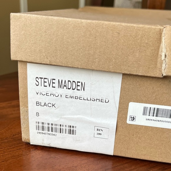 Steve Madden Viceroy Embellished Black Stiletto Heel Ankle Boots - Picture 12 of 12